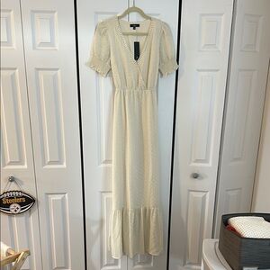 Lulu's Cream Maxi Dress with Lace Trim